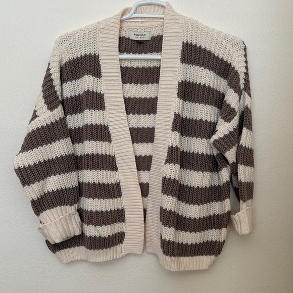 Sonoma Sweaters - Sonoma Brown and Cream Striped Cardigan